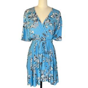 Yumi Kim Blue Floral Faux Wrap Mini Dress| Size S